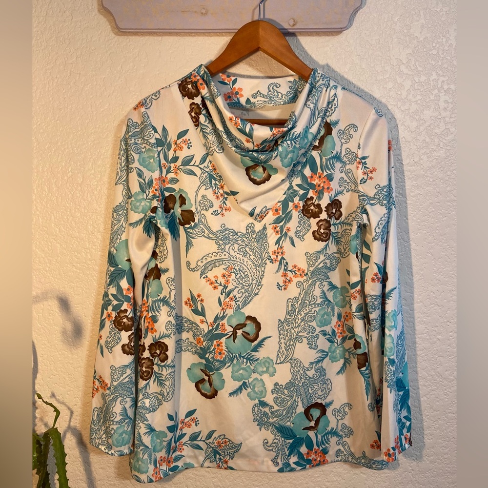 1970’s Long Sleeve Floral Blouse